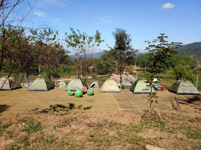 Tent with balcony