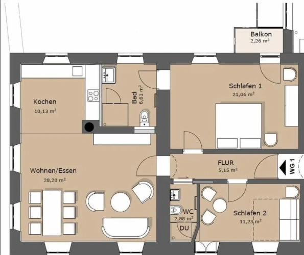 Standard room with balcony and with garden view
