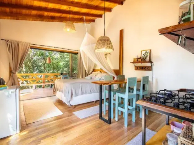 Cabana aconchegante em bombinhas.