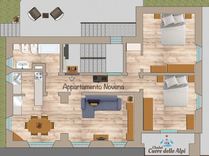 Apartment with balcony and with mountain view