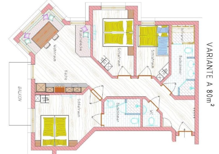 3 Bedrooms Double Apartment