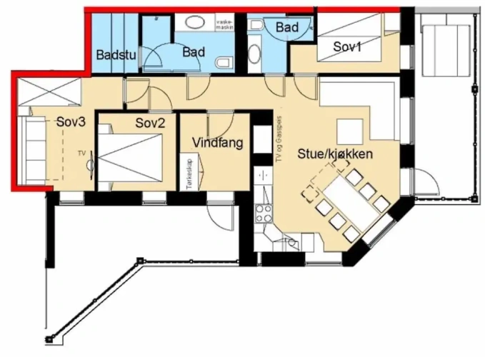 3 Bedrooms Bed in Dorm