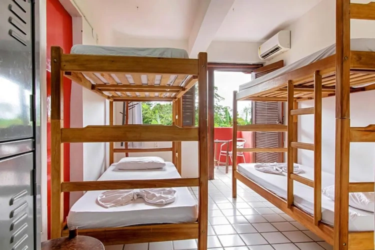 Bed in Dorm (female dorm) with balcony and with view