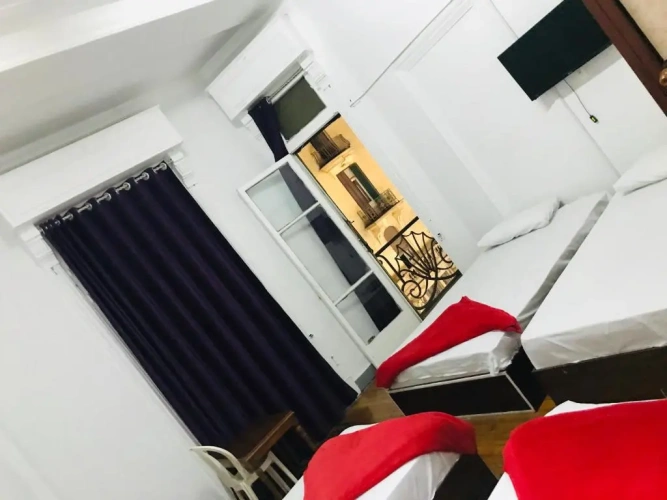 Bed in Dorm with balcony and with view