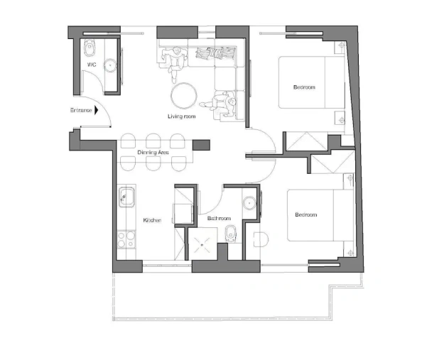 2 Bedrooms Apartment with balcony