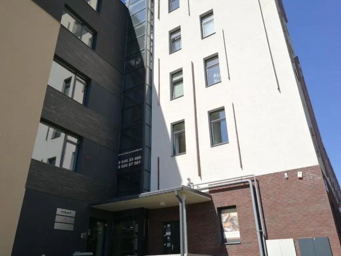 Vilnius apartment with stained glass