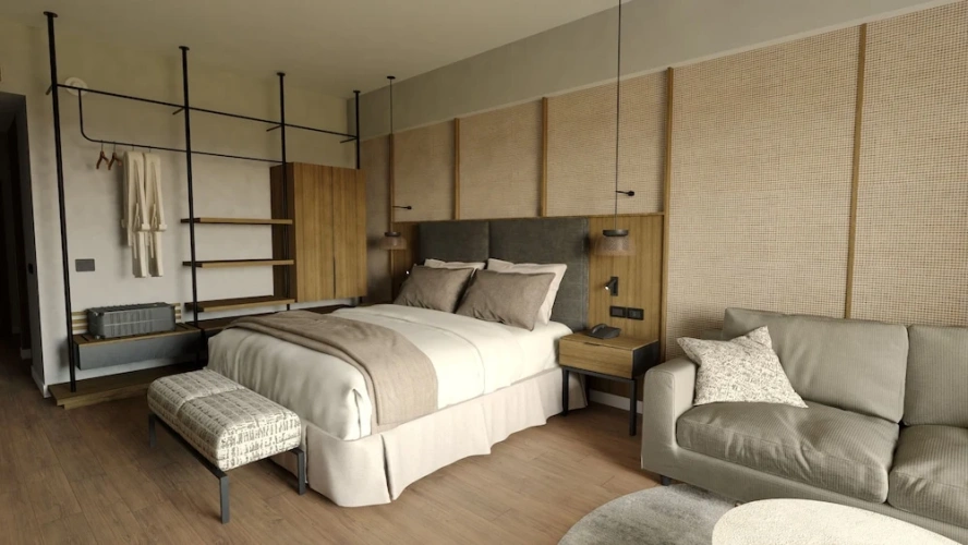 Deluxe Quadruple room with balcony and with garden view