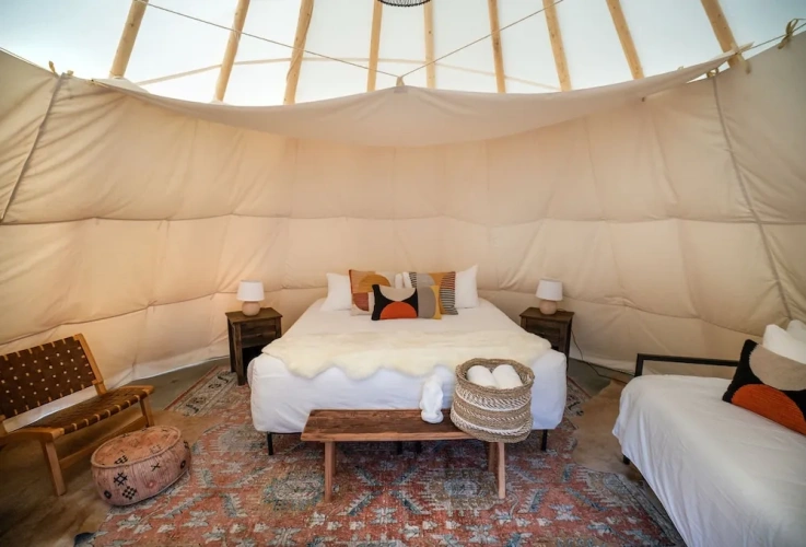 Tent with mountain view