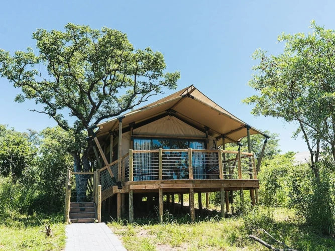 Tent with balcony