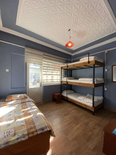 Bed in Dorm with balcony and with city view