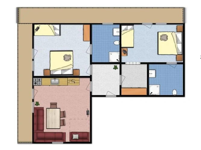 2 Bedrooms Comfort Apartment with balcony