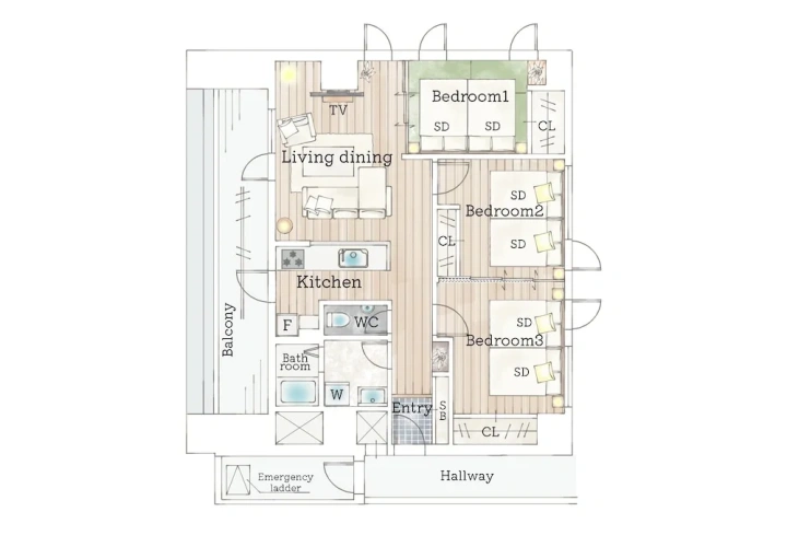3 Bedrooms Premium Apartment with city view
