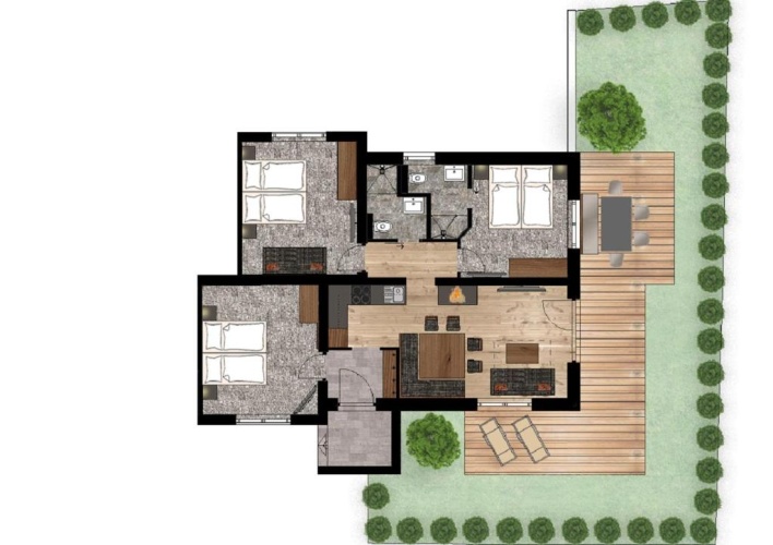 3 Bedrooms Double Apartment