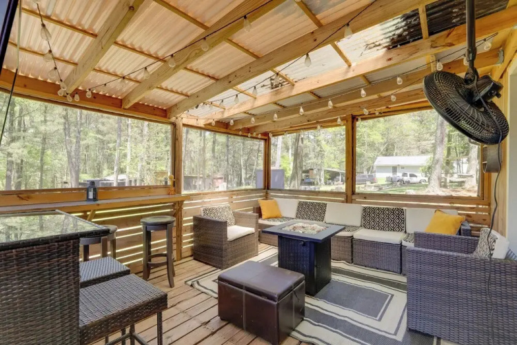 Deck & Hiking Trails: Luxe Georgia Farm Retreat