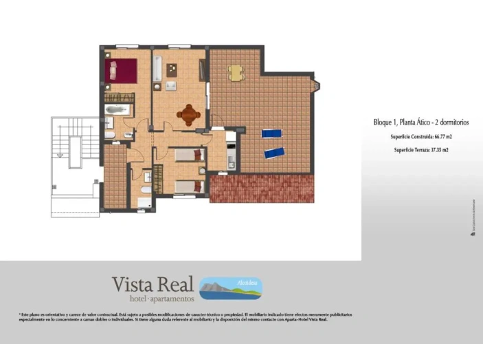 2 Bedrooms Double Apartment with garden view