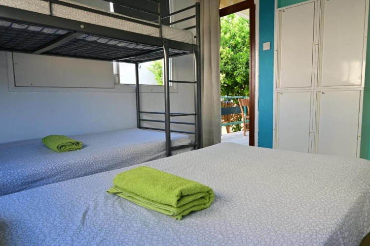 Bed in Dorm with balcony and with view