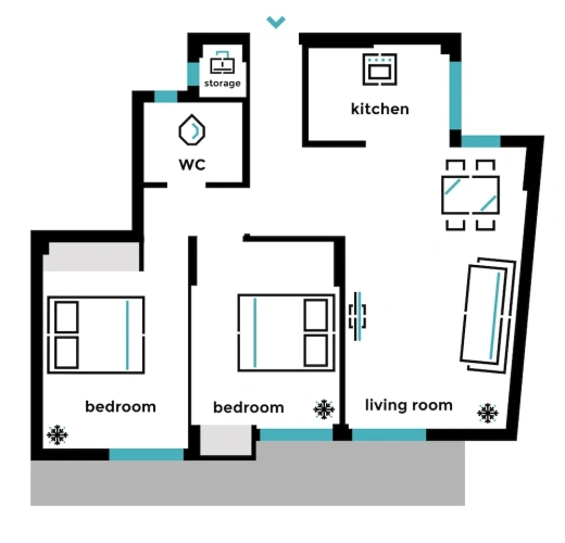 2 Bedrooms Apartment