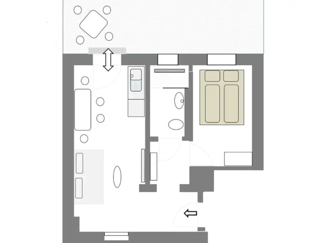 1 Bedroom Double Apartment