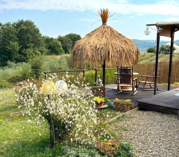 Tent with land view