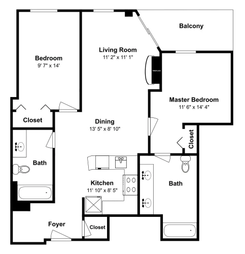 2 Bedrooms Apartment with balcony