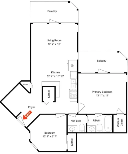 2 Bedrooms Cottage with balcony