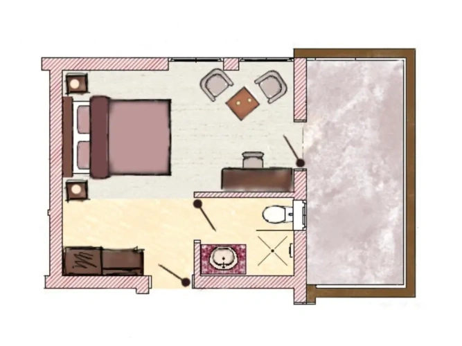 Standard Double room with balcony and with view