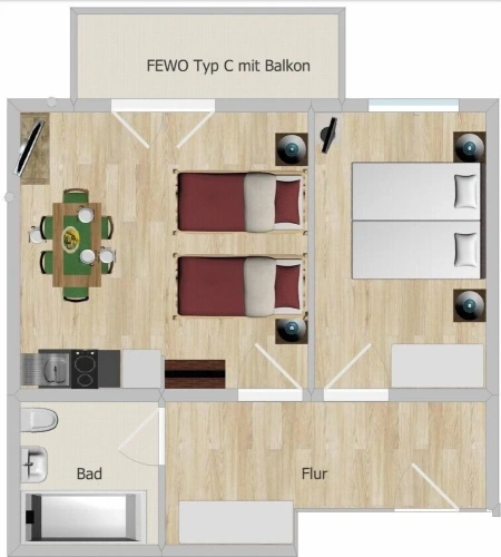 2 Bedrooms Family Apartment with mountain view