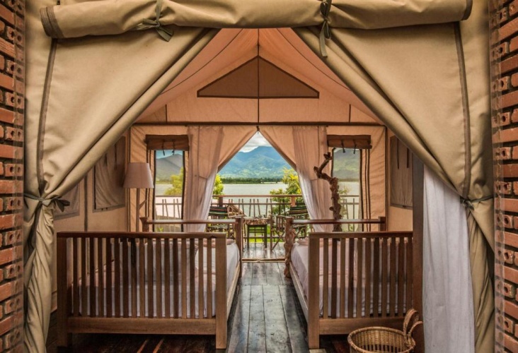 Tent with lake view