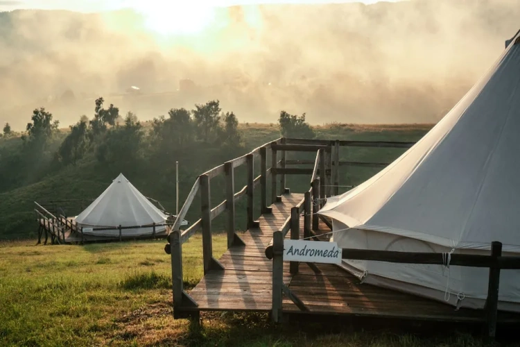 Tent with mountain view