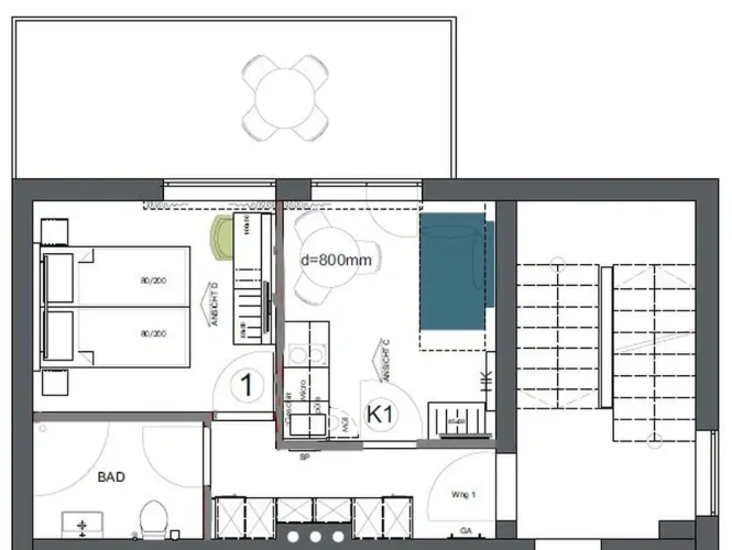 1 Bedroom Apartment with balcony and with garden view