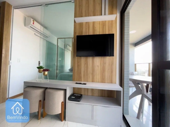 Studio luxuoso com bela vista mar no Smart Barra