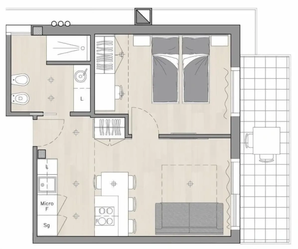 1 Bedroom Family Apartment with balcony