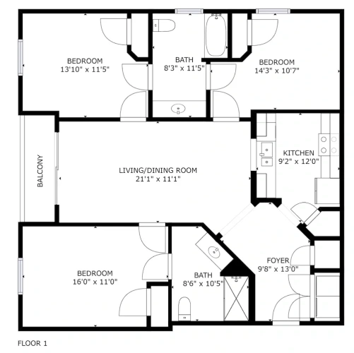 3 Bedrooms Apartment with balcony
