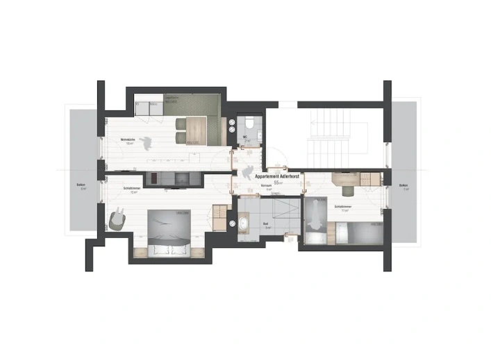 2 Bedrooms Standard room with balcony