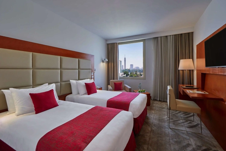 Twin room with pool view