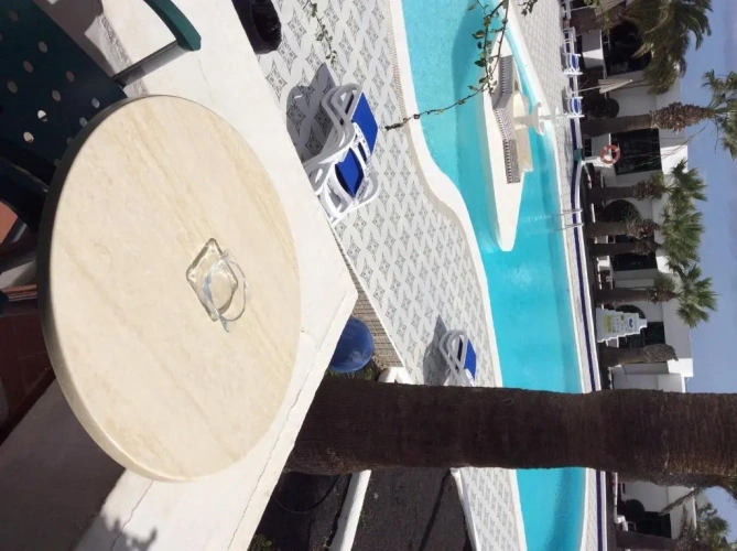 Studio with pool view