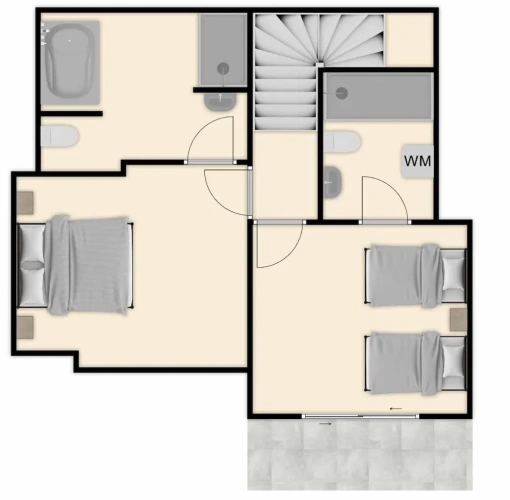 2 Bedrooms Villa with balcony