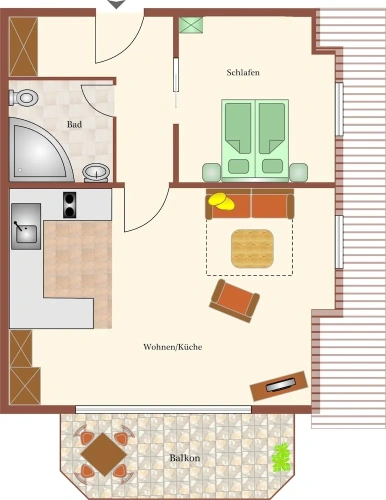 1 Bedroom Apartment with balcony