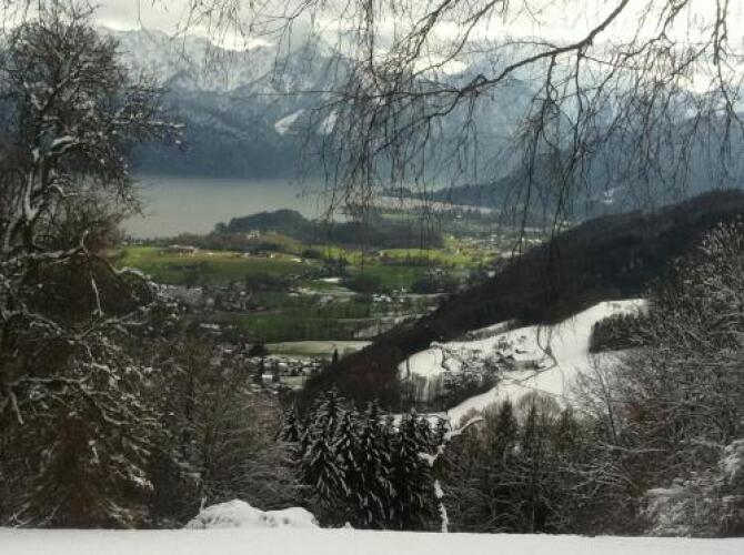 Apartment pool and lakeOver view