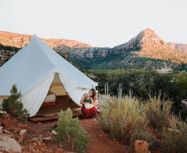 Tent with mountain view
