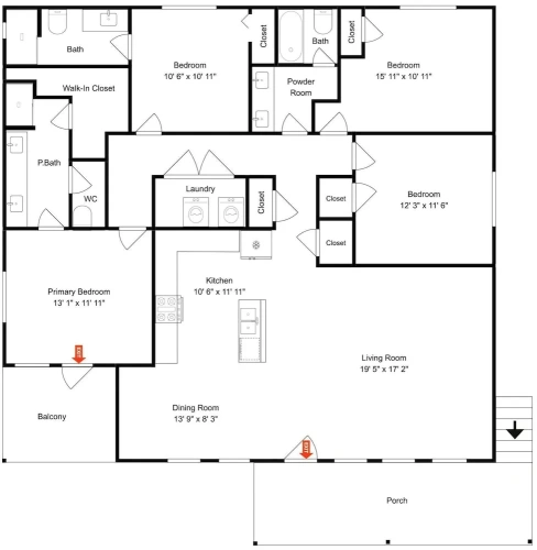 4 Bedrooms Cottage with balcony
