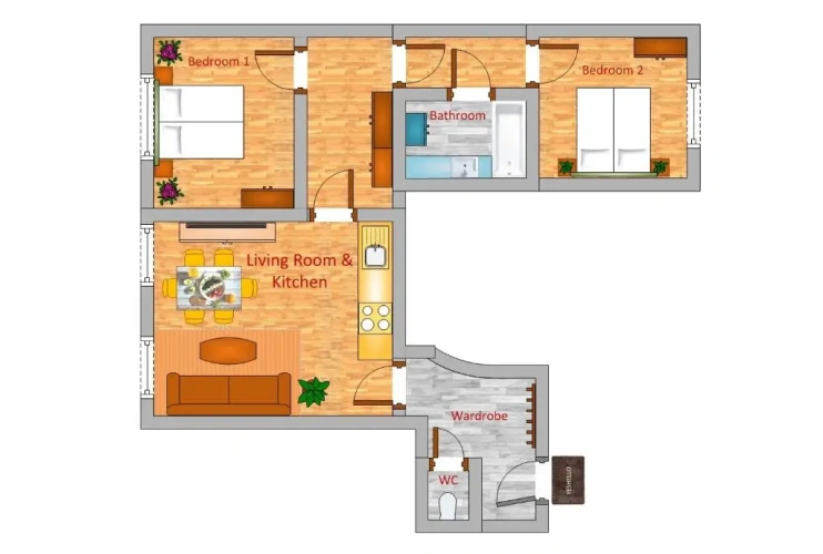 2 Bedrooms Apartment