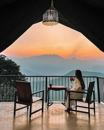 Tent with mountain view