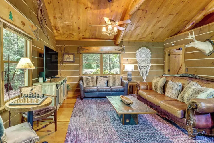 'drifting Feather' Mountain Cabin: Waterfront Deck