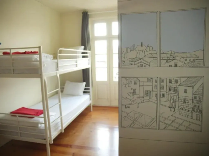 Bed in Dorm with balcony and with view