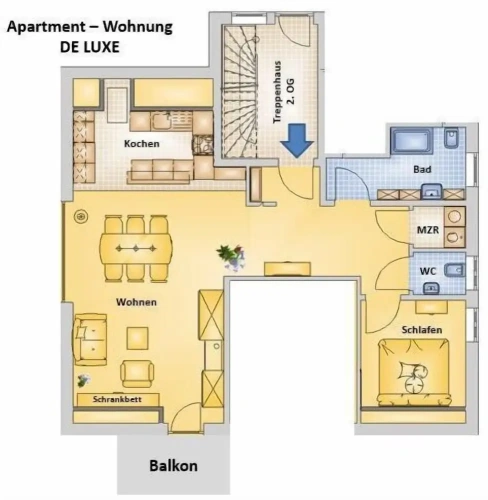 1 Bedroom Deluxe Apartment with balcony and with garden view