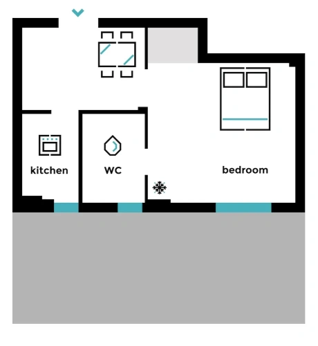 Apartment with balcony and with city view