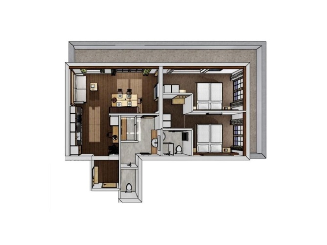 2 Bedrooms Double Apartment