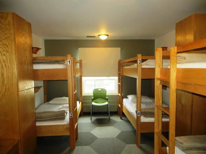 Bed in Dorm (female dorm) with balcony and with view