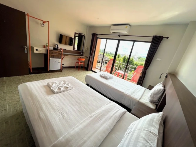 Standard Twin room with balcony and with pool view